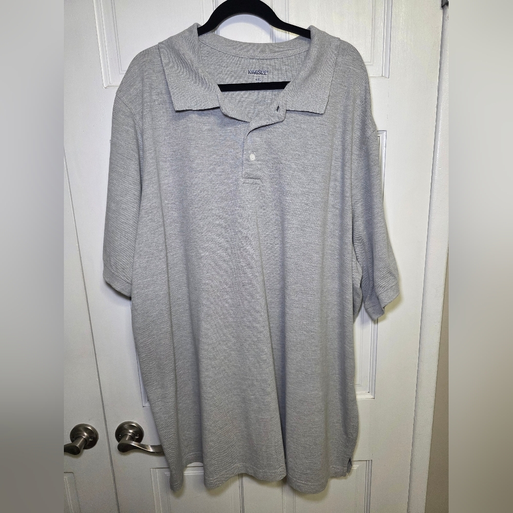 King Size Polo Shirt- Mens Big & Tall Size 4XLT Gray